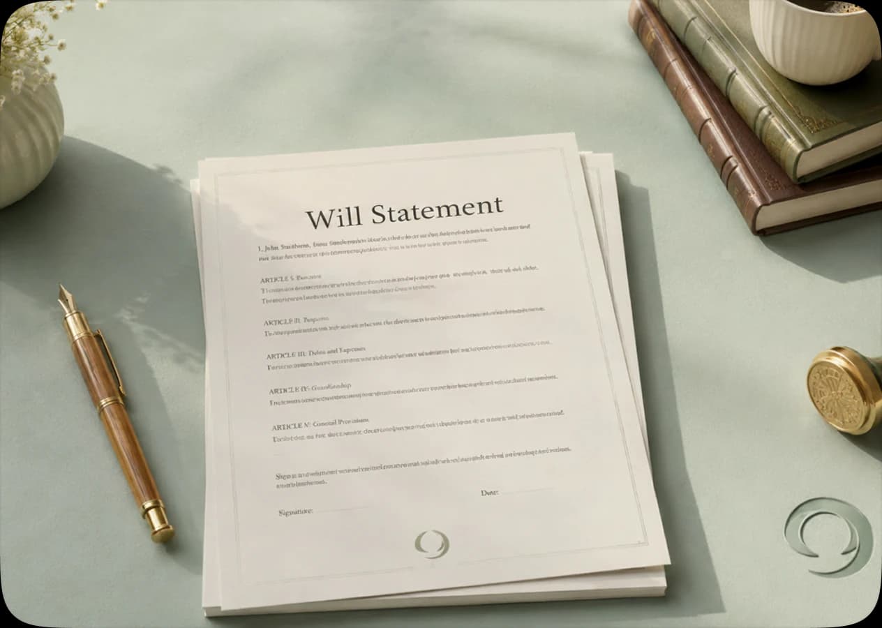 Islamic will document with pen and seal